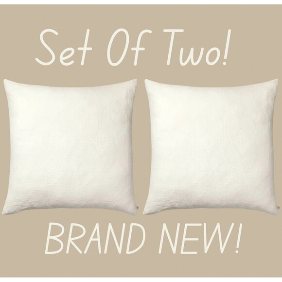 TWO 26"x26" Trellis Pattern Euro Bed Pillow Cream - Hearth & Hand with Magnolia - Picture 1 of 5